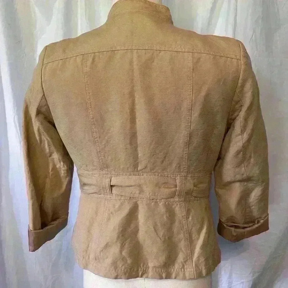 EUC Calvin Klein Women’s Tan Jacket. Size 10. Button And Waist Tie. - Picture 2 of 7